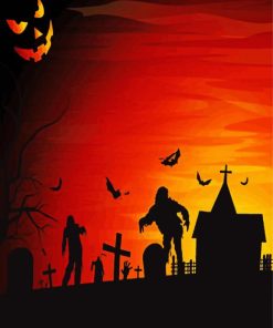 Halloween Graveyard Zombies Paint By Number