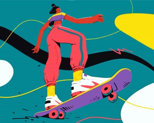 Illustration Skater Girl paint by numbers