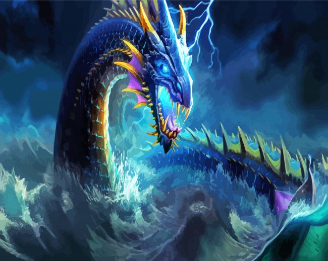 Jormungandr Sea Serpent Paint By Numbers - PaintingByNumbersKit.COM