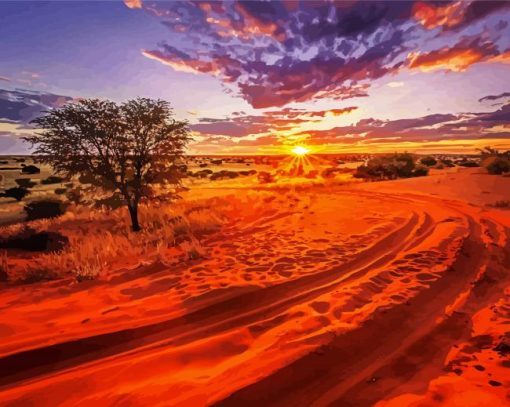 Africa Kalahari Desert Sunset Paint By Number
