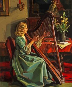 Lady Playing Harp paint by numbers