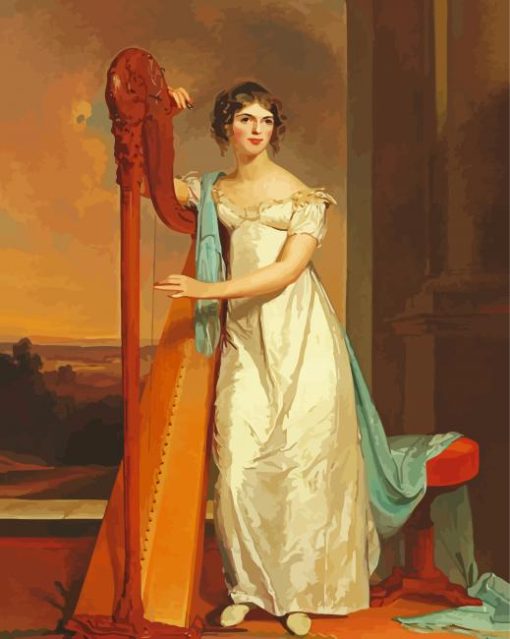 Lady with A Harp paint by numbers