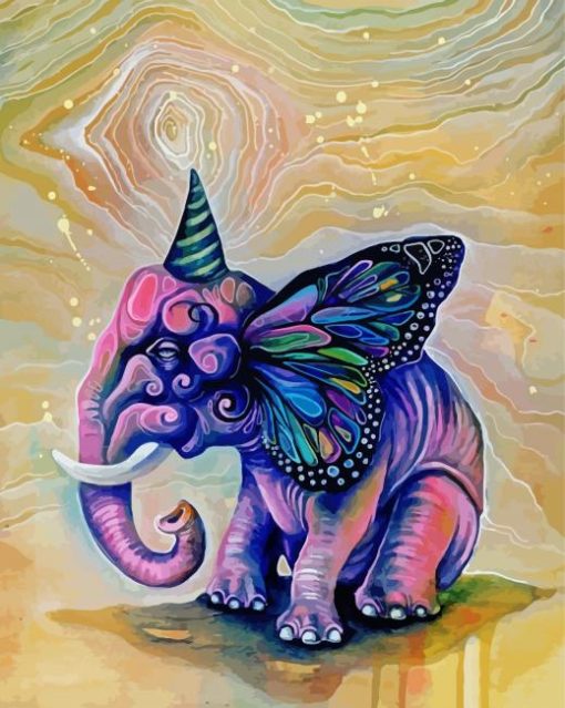 Magical Elephant With ButterFly Ears Paint By Number