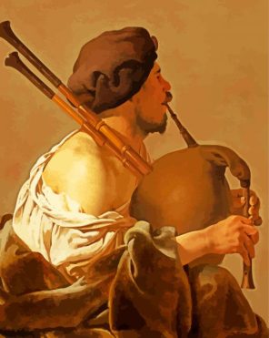 Man Playing Bagpipes Paint By Number