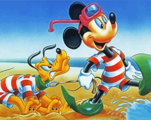 Mickey Mouse And Pluto Paint By Number