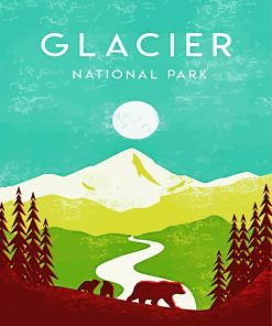 Montana Glacier National Park Poster paint by numbers