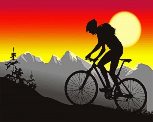 Mountain Biker Silhouette paint by numbers