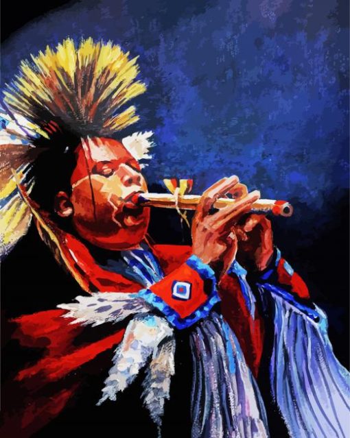 Native American Flute Player paint by numbers