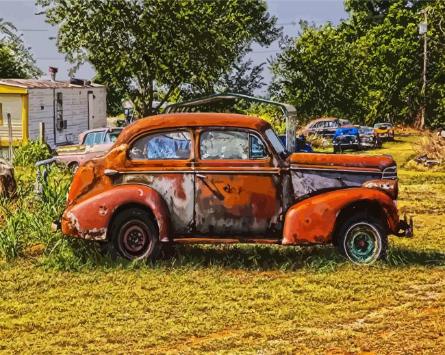 Old Rusted Car paint by numbers