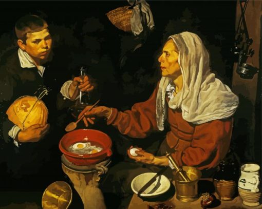 Old Woman Frying Eggs Velazquez paint by numbers