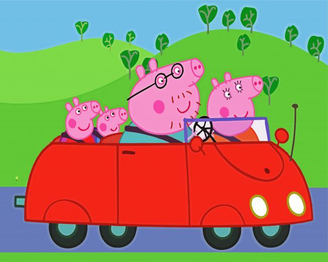 Peppa Family In Car Paint By Number