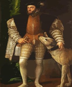 Portrait of Charles V with a Dog by Titian paint by numbers