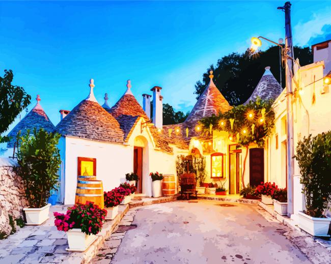 Puglia Trulli Houses paint by numbers