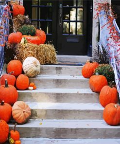 Pumpkins Stairs paint by numbers