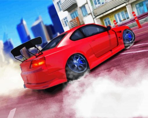 Red Car Drifting Paint By Number