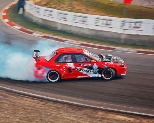 Red Car Drift Paint By Number