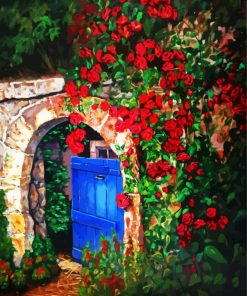 Red Flowers Gate Paint By Number
