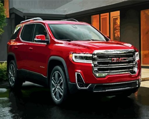 Red GMC Car paint by numbers