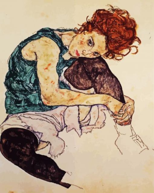 Seated Woman With Bent Knee paint by numbers