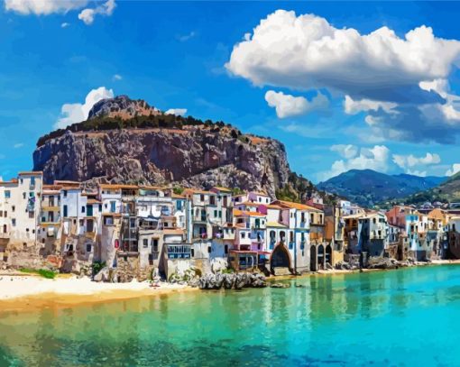 Sicily Cefalu City paint by numbers