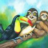 Sloth With Toucan And Owl paint by numbers