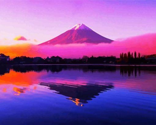 Sunset At Mount Fuji Paint By Number