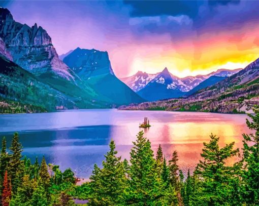 Sunset At Glacier National Park paint by numbers