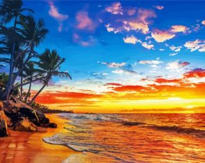 Sunset Beach Paradise paint by numbers