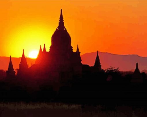 Sunset In Bagan City Paint By Number