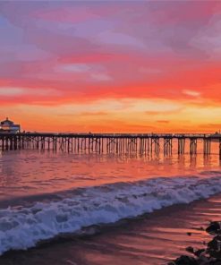 Sunset At Malibu Beach Pier Paint By Number