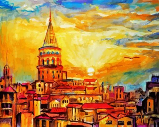 Sunset Over Galata Tower paint by numbers
