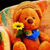 Teddy Bear Holding Flower paint by numbers