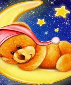 Teddy Bear on Moon paint by numbers