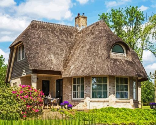 Thatched Cottage paint by numbers