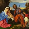 The Holy Family with a Shepherd by Titian paint by numbers