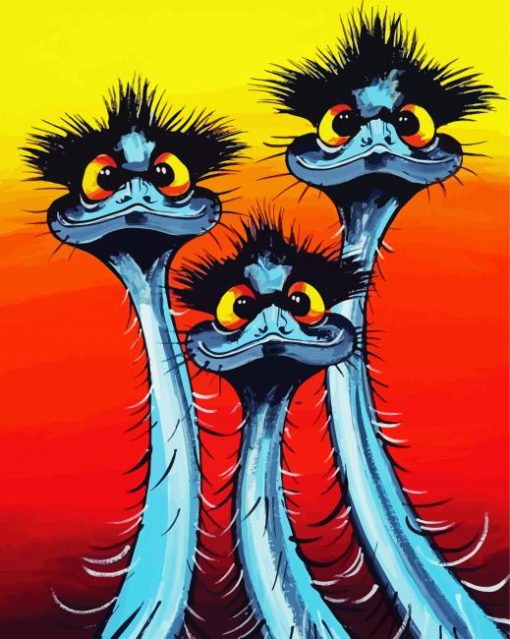 Three Emu Birds Paint By Numbers