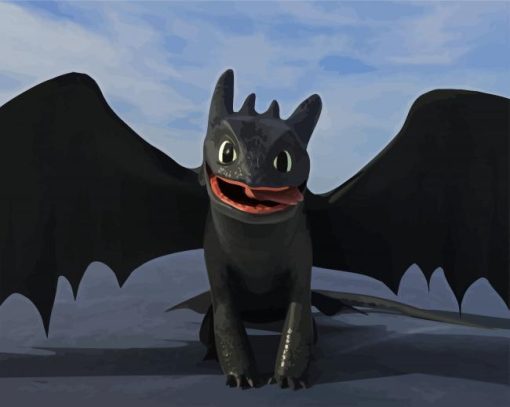 Toothless How to Train Your Dragon paint by numbers