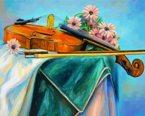 Violin And Flowers paint by numbers