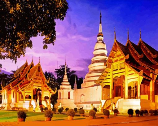 Wat Phra Singh Woramahawihan Thailand Asia paint by numbers