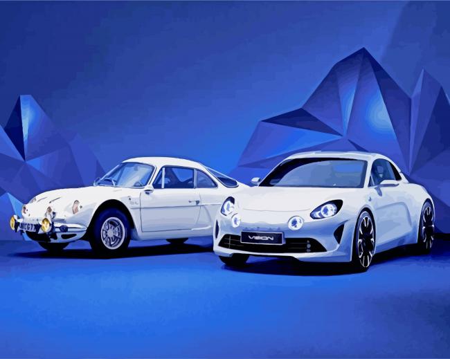 White Alpine Cars paint by numbers