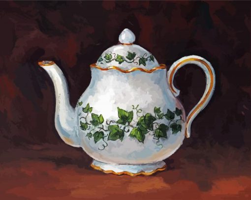 White Vintage Teapot paint by numbers