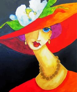 Woman In Sunhat Art paint by numbers