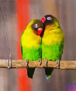 Yellow Green Lovebirds paint by numbers