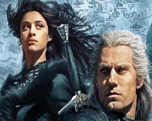 Yennefer and Geralt of Rivia paint by numbers