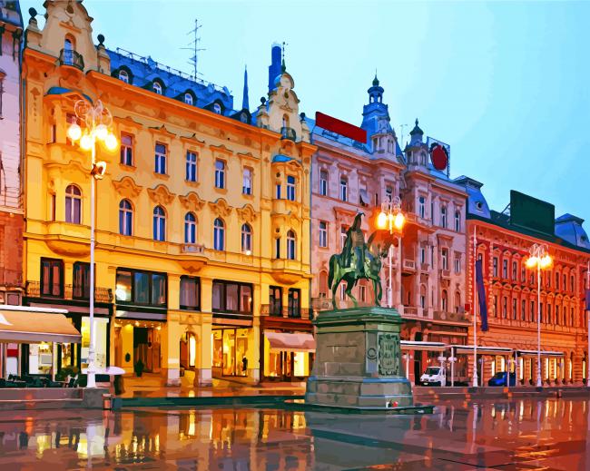 Aesthetic Ban Josip Jelacic Square Zagreb paint by numbers