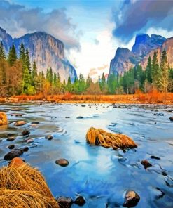 Aesthetic Yosemite National Park Landscape paint by numbers