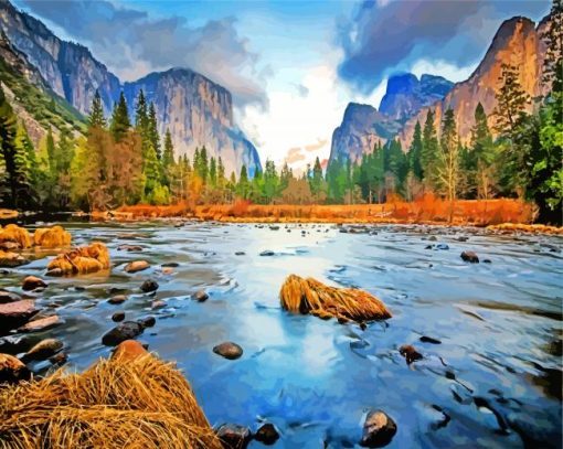 Aesthetic Yosemite National Park Landscape paint by numbers