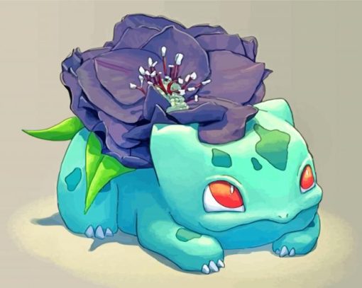 Aesthetic Bulbasaur and Flower paint by numbers