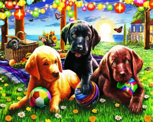 Aesthetic Cute Puppies paint by numbers