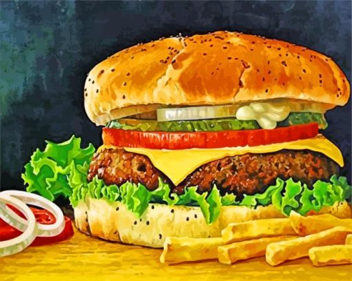 Aesthetic Tasty Burger paint by numbers